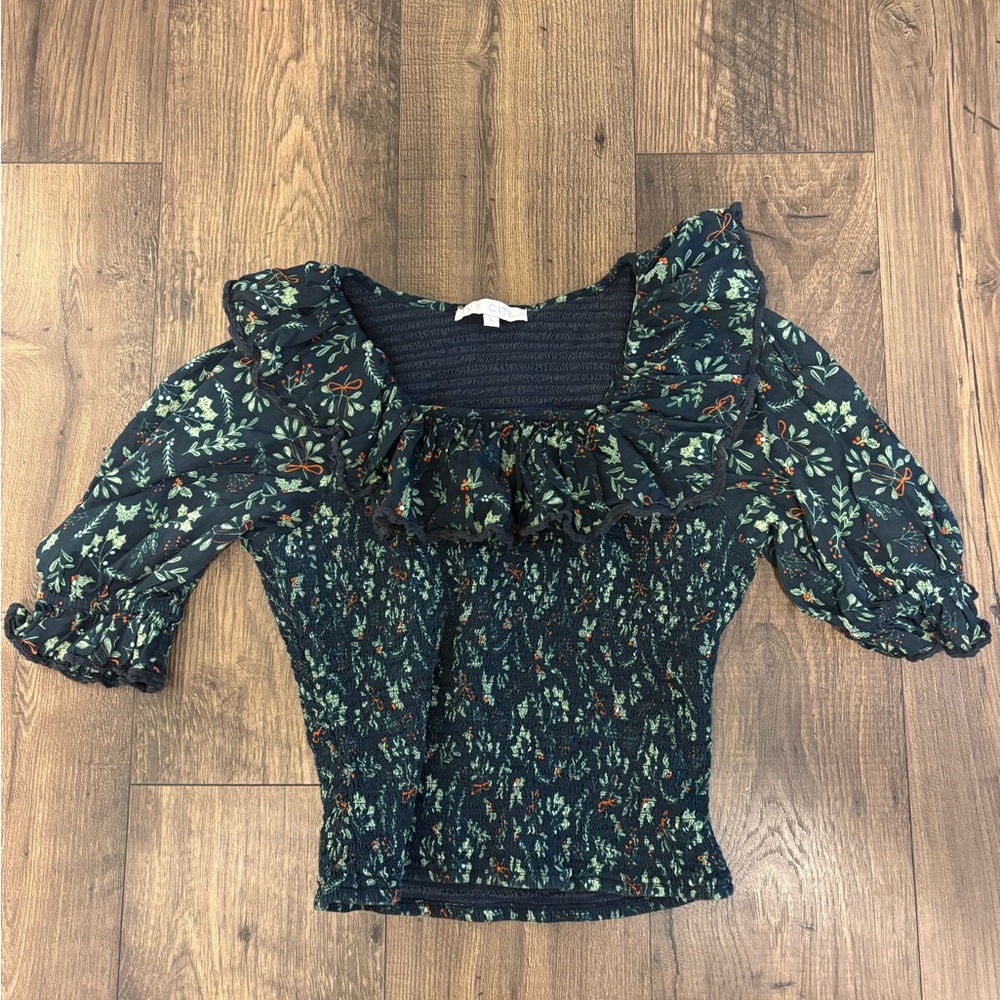 Ivy City Co. Green Holly Smocked Top - Picture 3 of 4